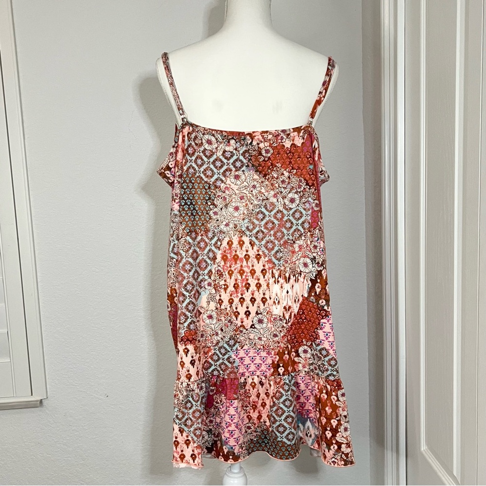 Joyspun Women's Sleeveless Knit Chemise with Ruffle Hem Peach Bud size 3X - Picture 14 of 16